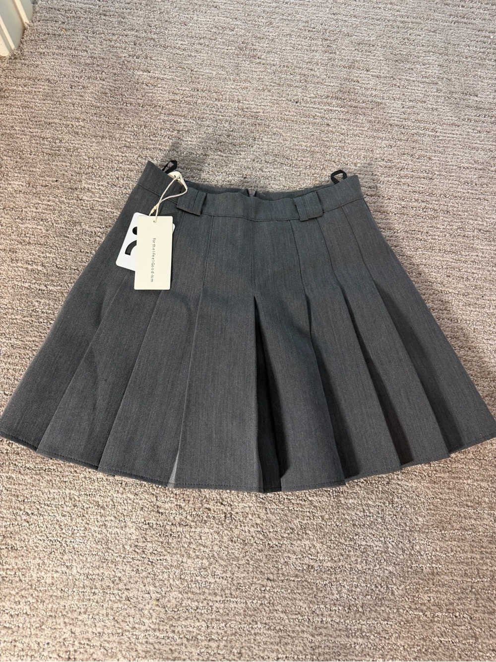 Commense Gray Pleated Skater Mini Skirt